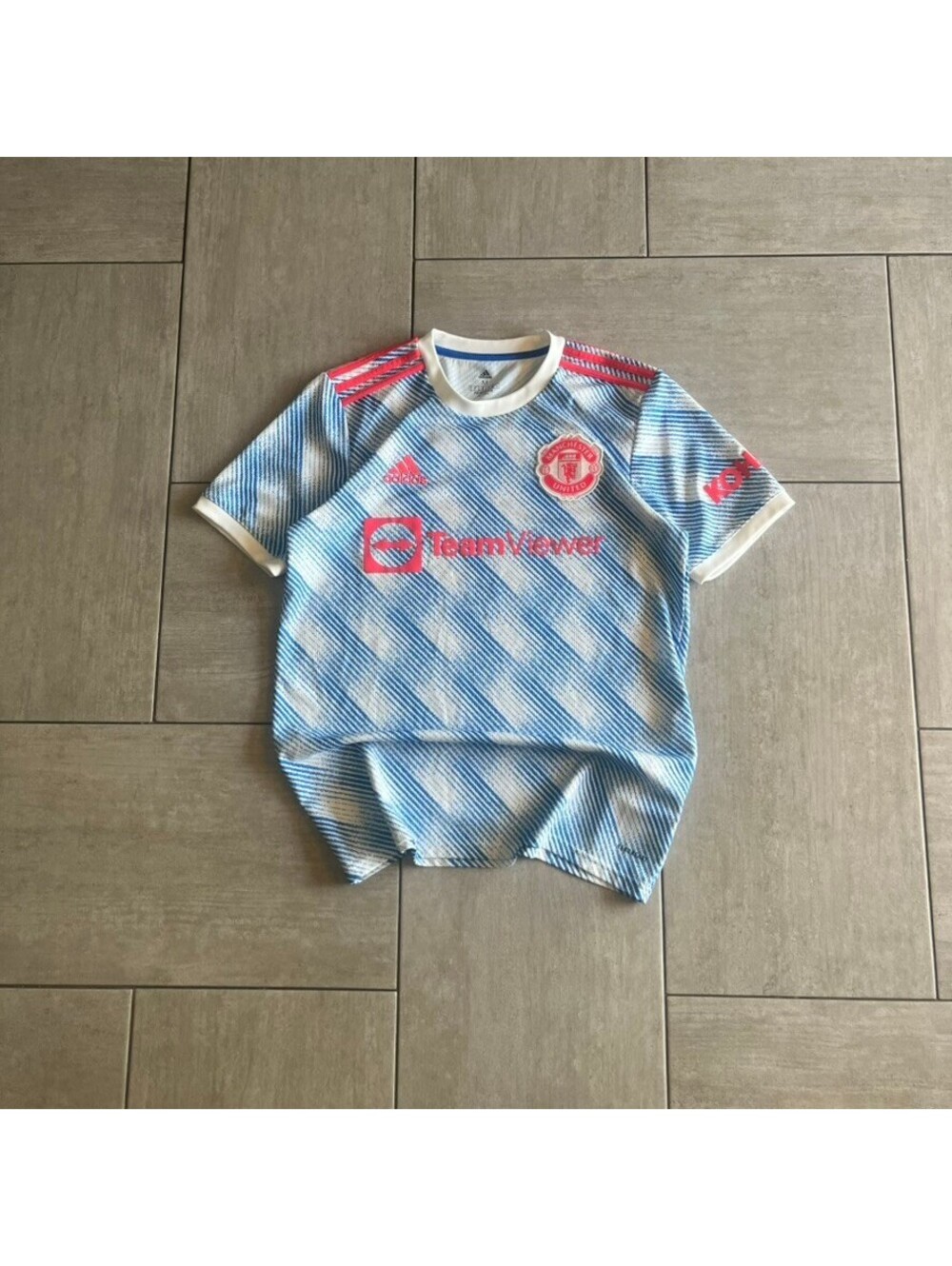 Adidas Manchester United Blue Graphic Soccer Jersey Medium